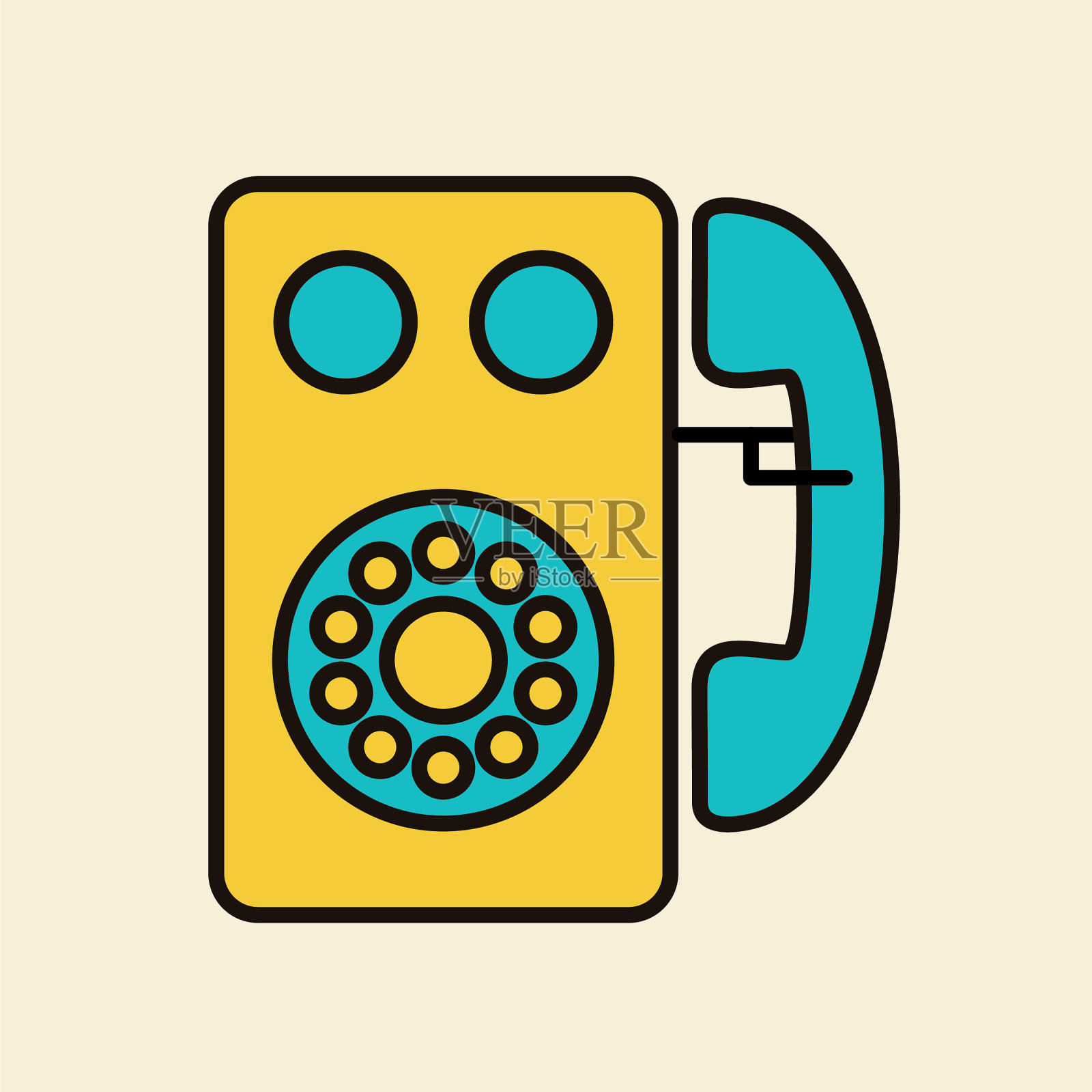 墙壁电话-细线电话图标插画图片素材