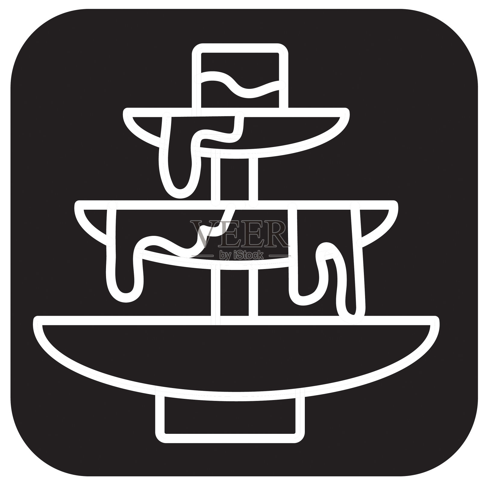 火锅平面简单的轮廓线艺术设计图标插画图片素材