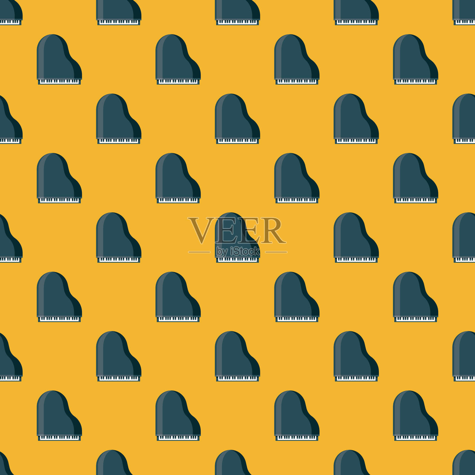 三角钢琴乐器无缝模式插画图片素材