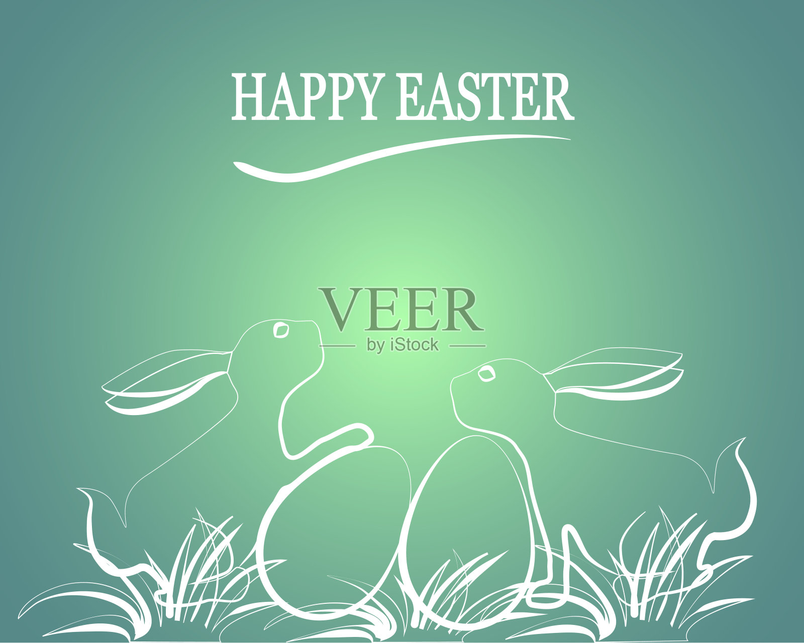 复活节贺卡上有复活节兔子，复活节彩蛋插画图片素材