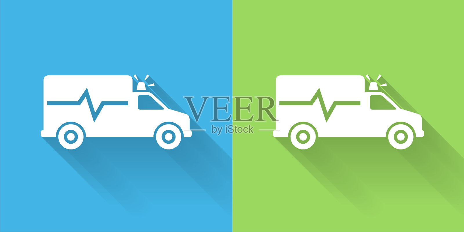 救护车图标与长影子插画图片素材