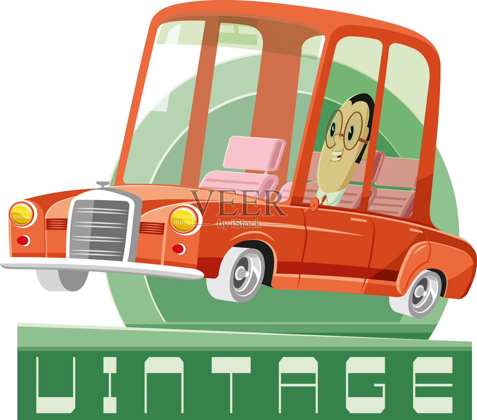 老式汽车插画图片素材