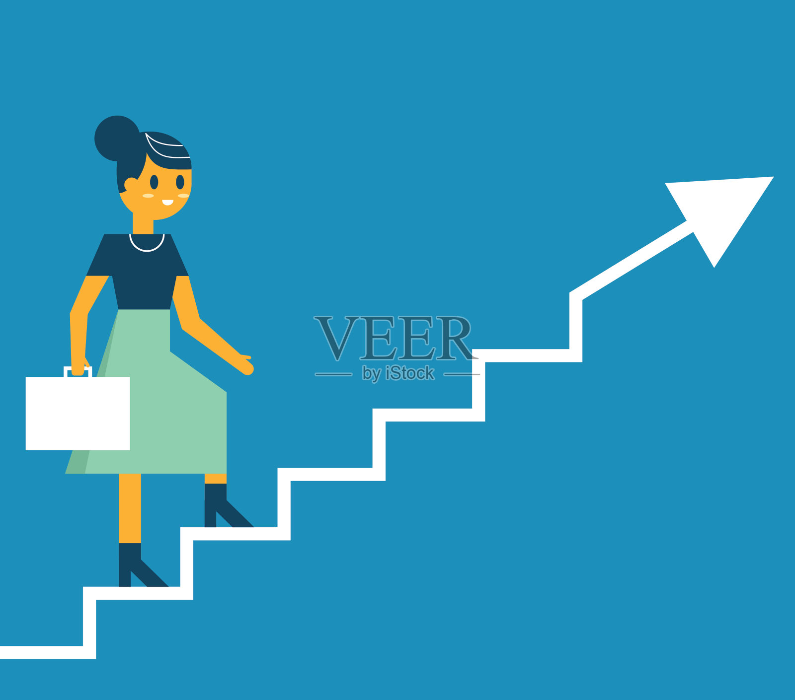 往上走——女商人插画图片素材