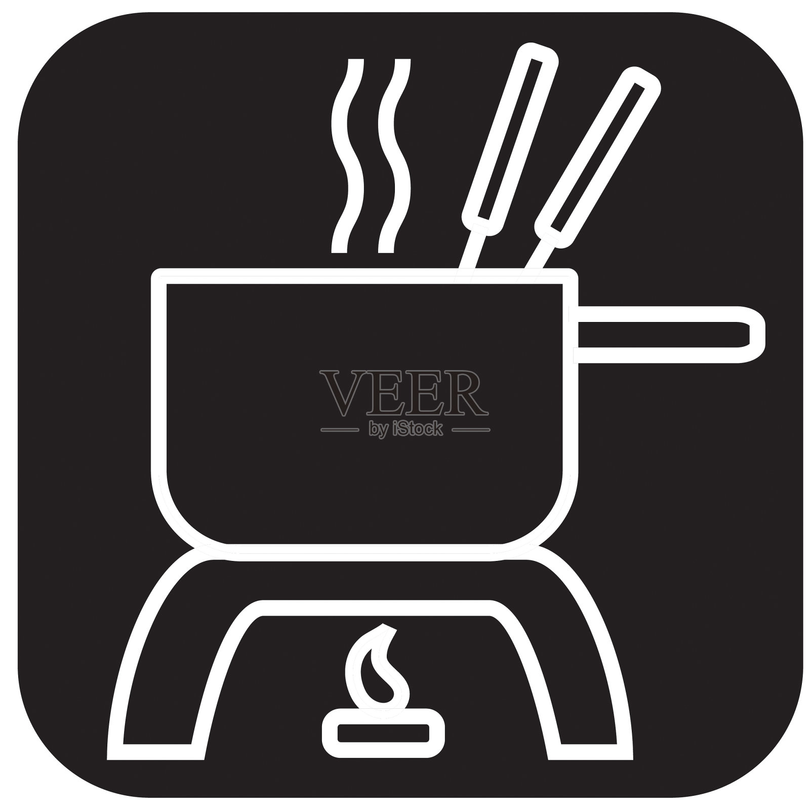 火锅平面简单的轮廓线艺术设计图标插画图片素材