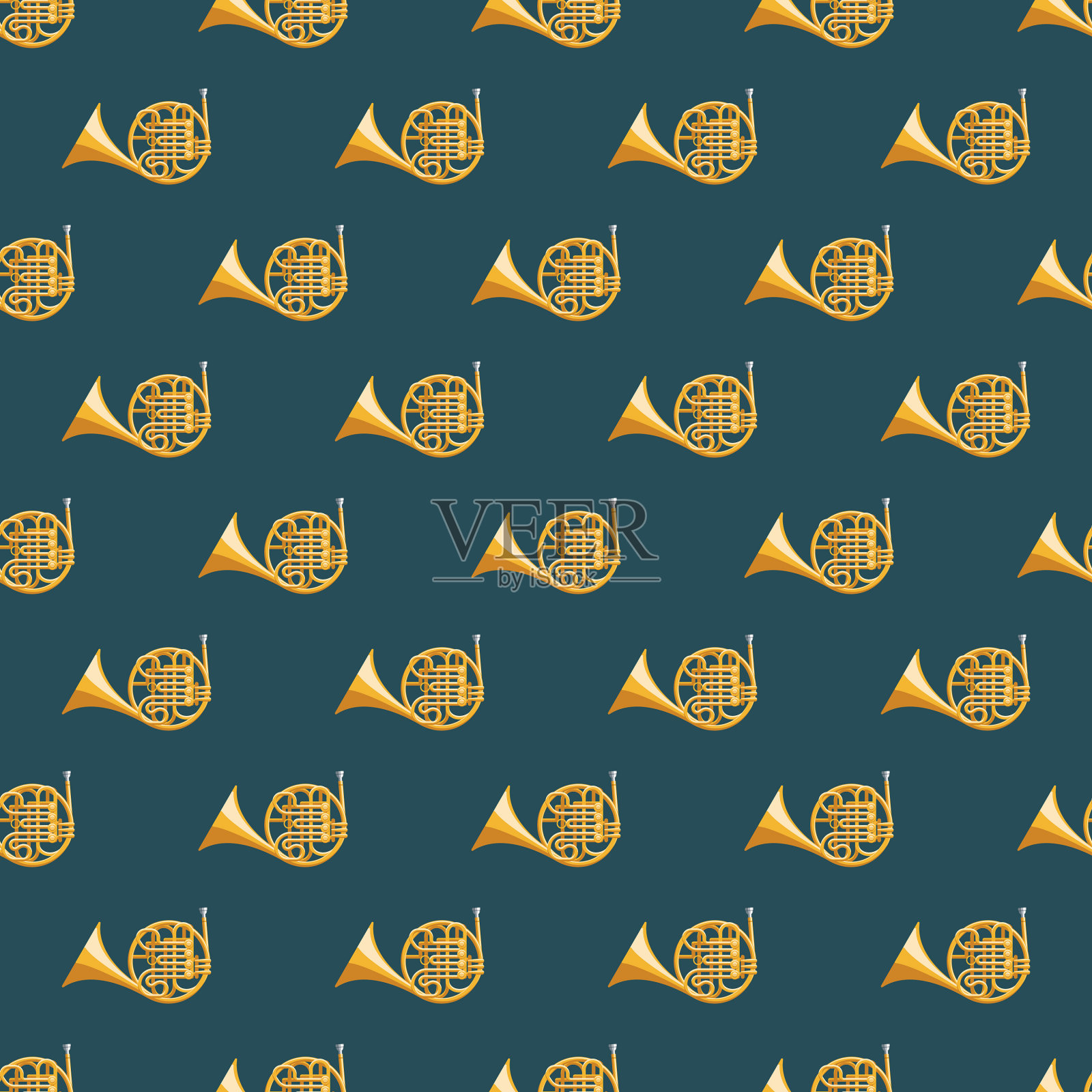 圆号乐器无缝模式插画图片素材