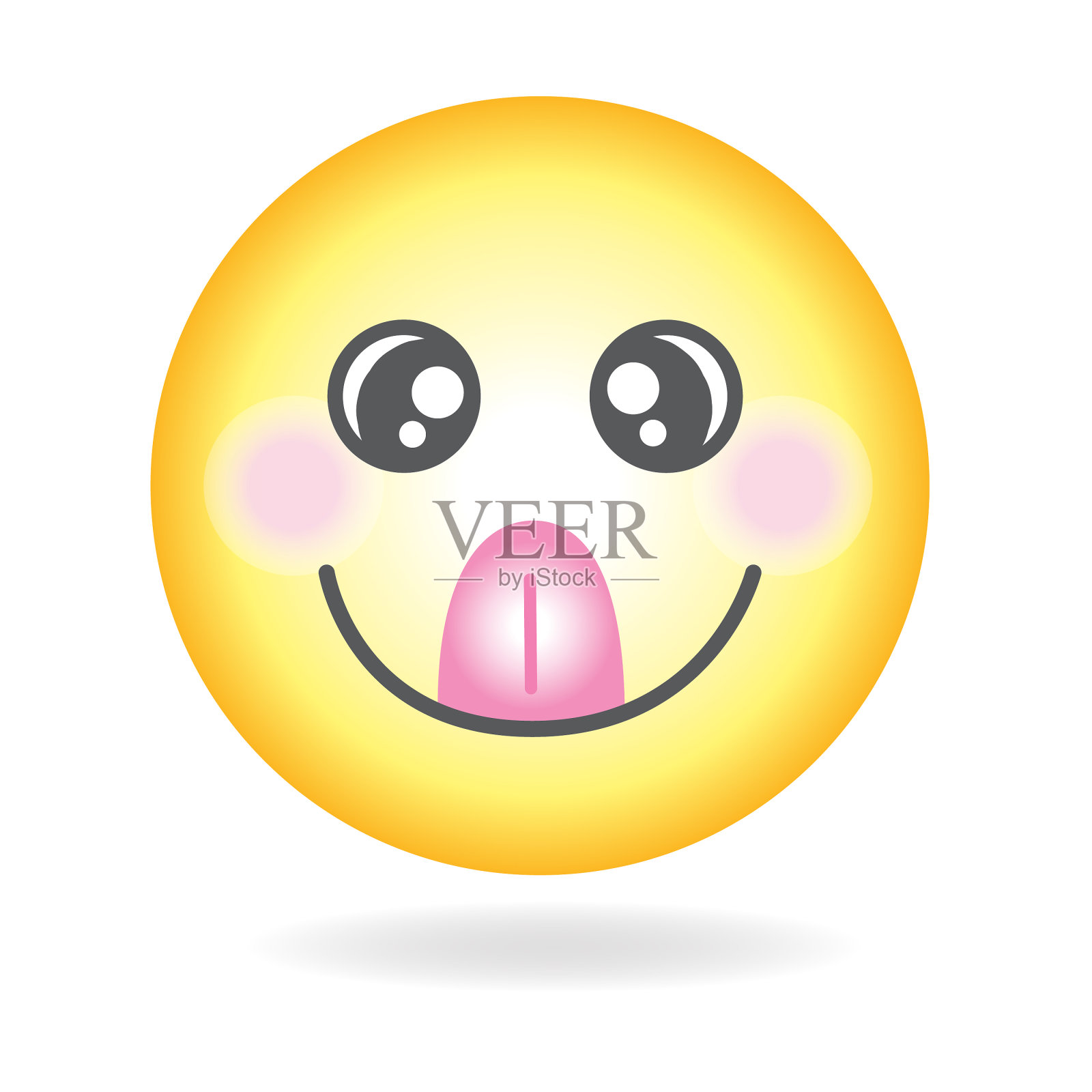 快乐的脸和舌头的表情符号或表情符号图标简单插画图片素材