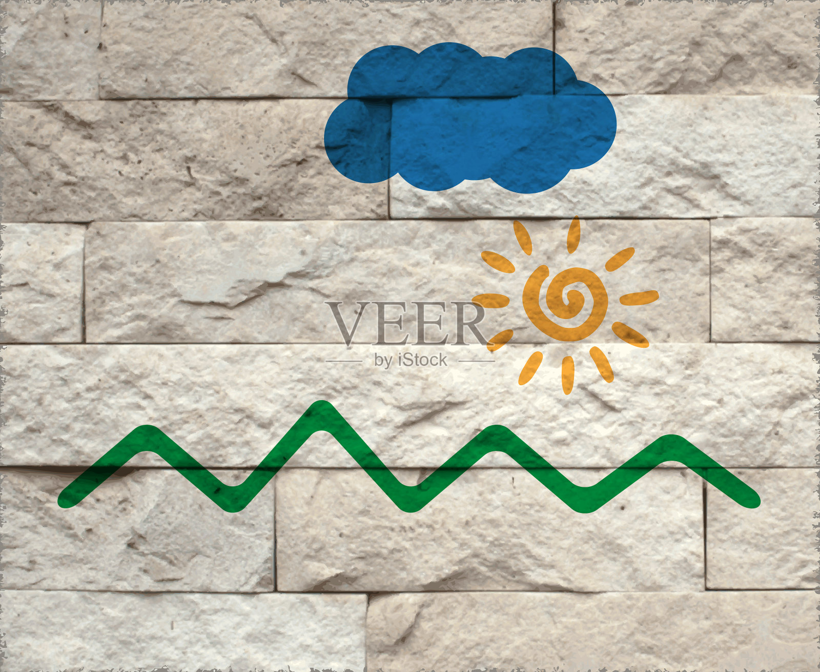 石头墙,涂鸦插画图片素材