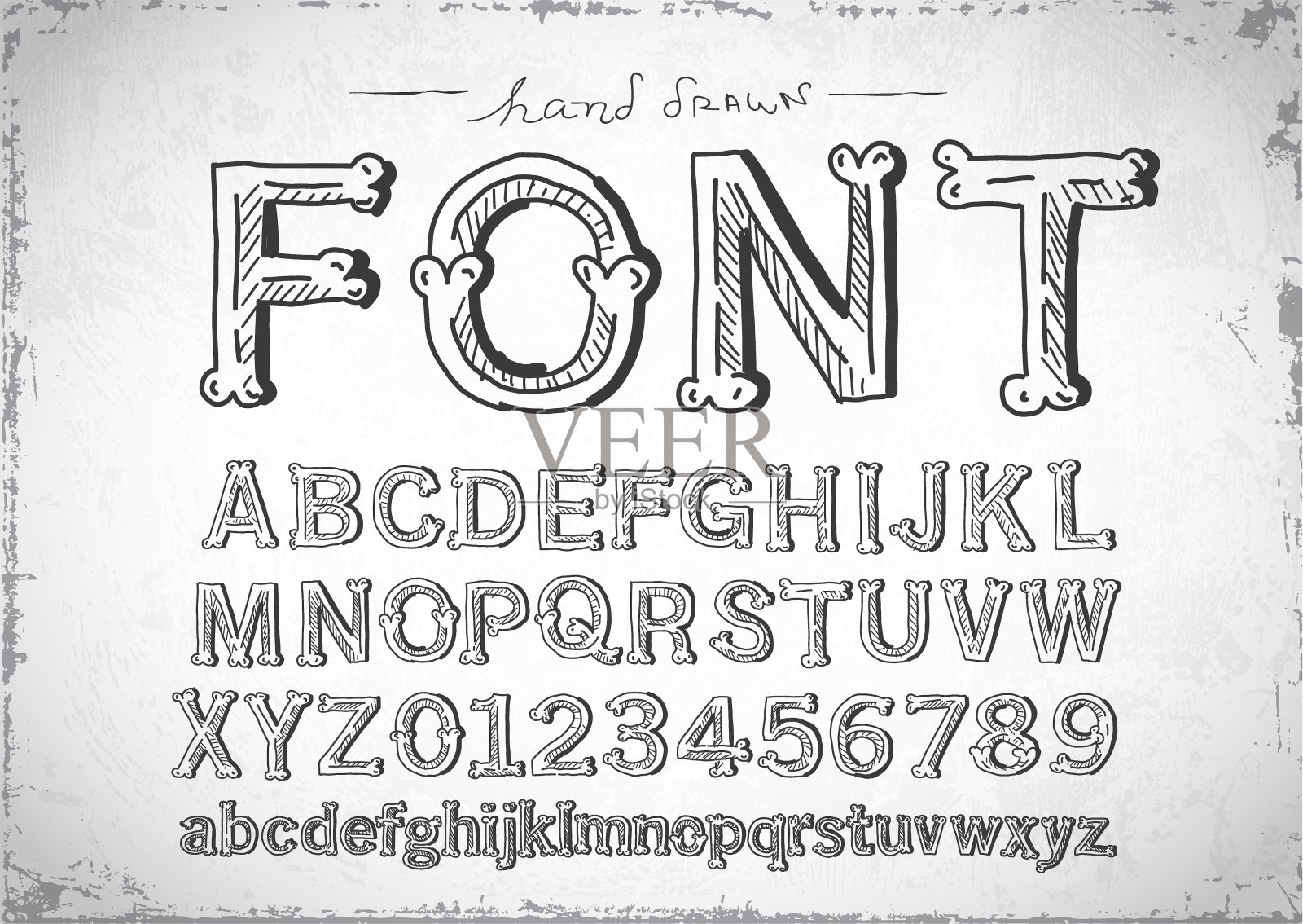 手字母小写字母字体大纲集插画图片素材