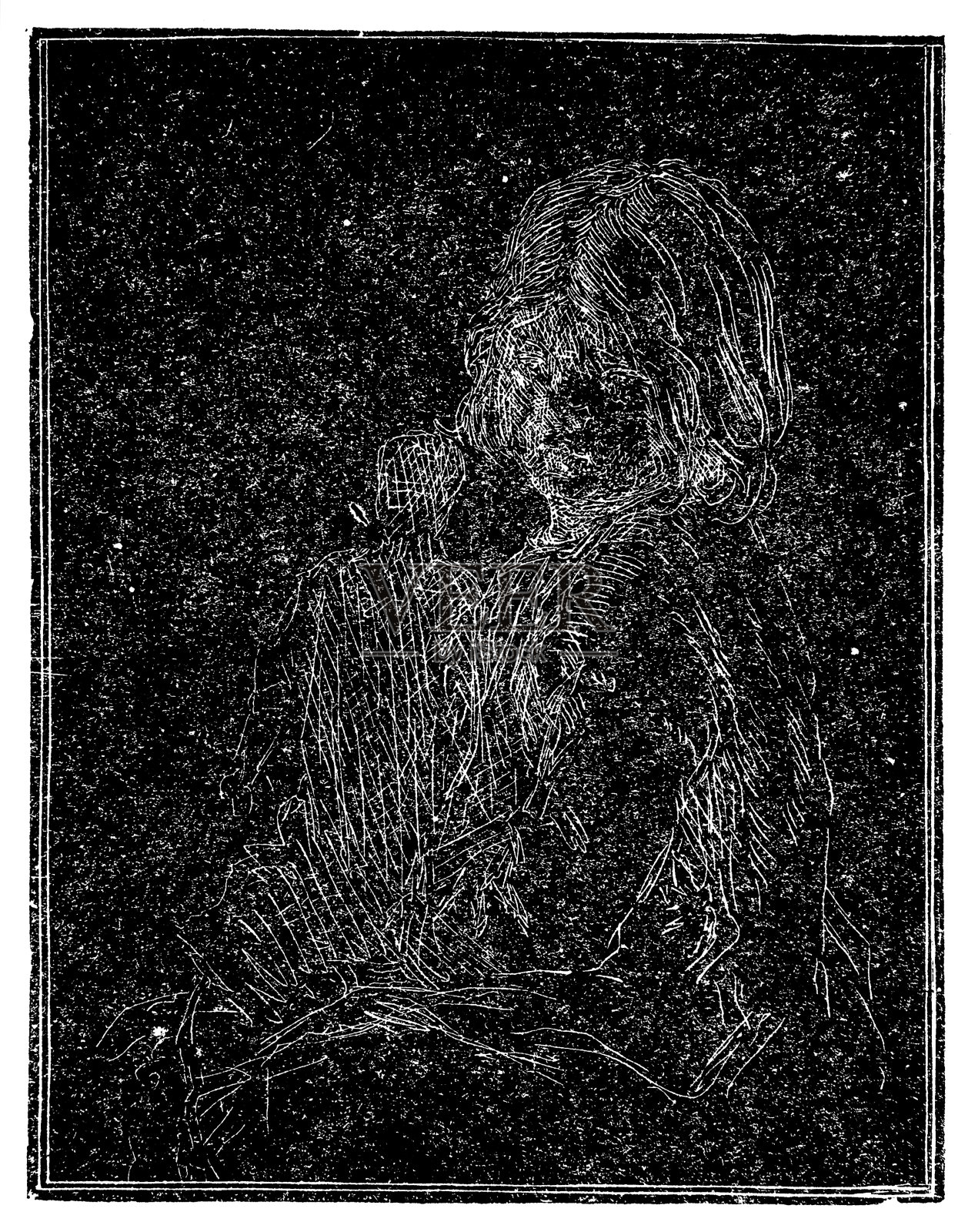 一张辐射过的，尚未完成的铜板图片插画图片素材