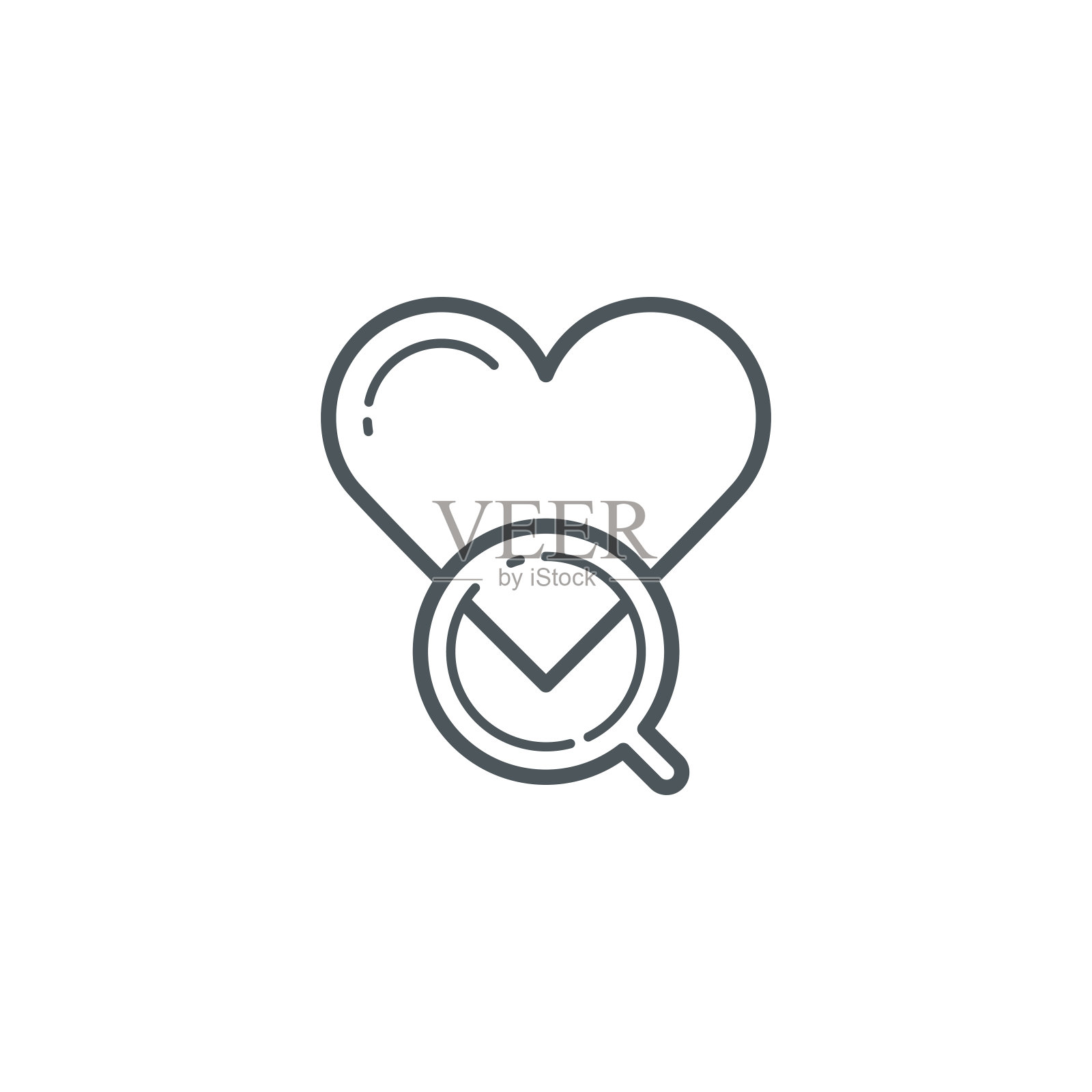 放大镜爱心线性图标图标素材