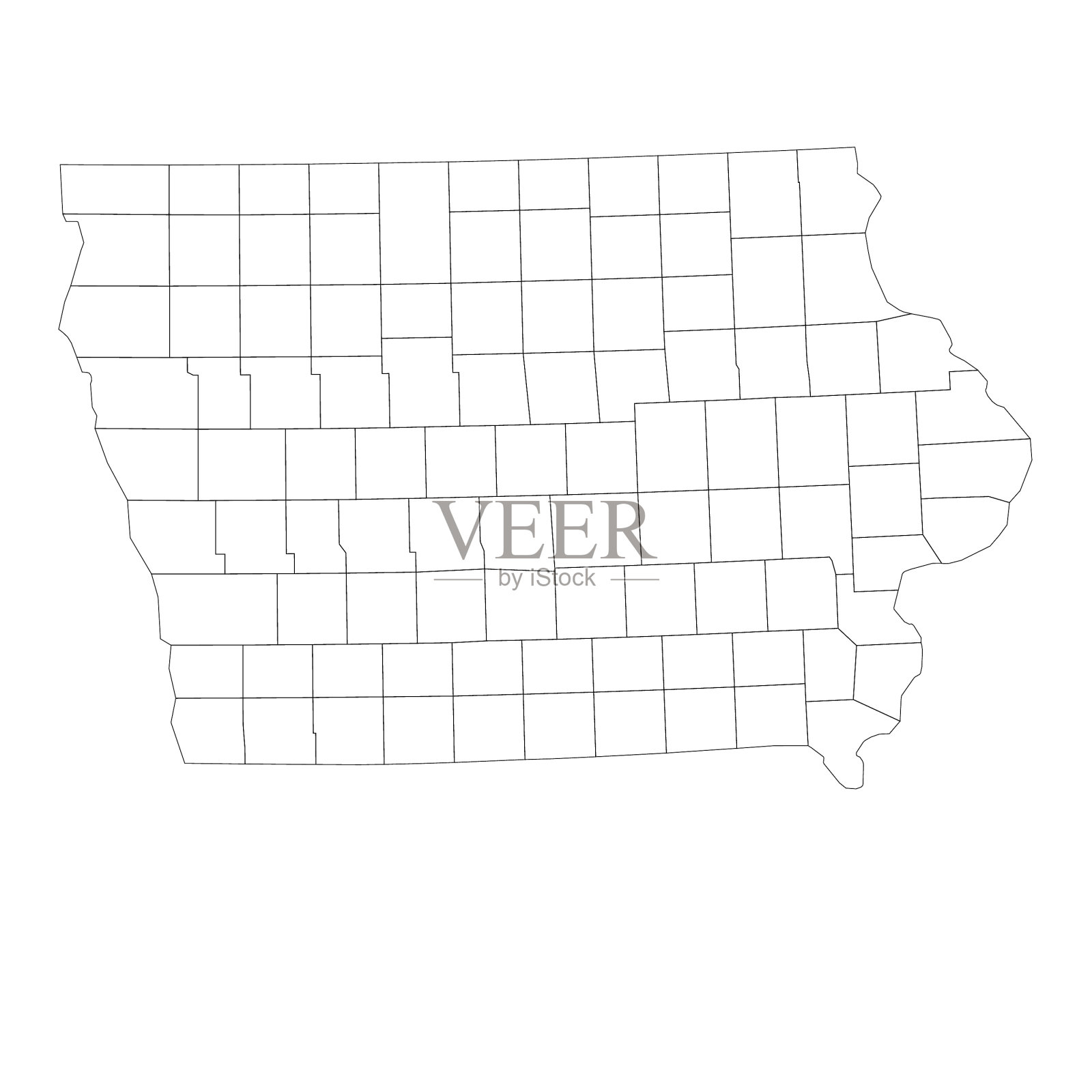 爱荷华州地图上的县插画图片素材