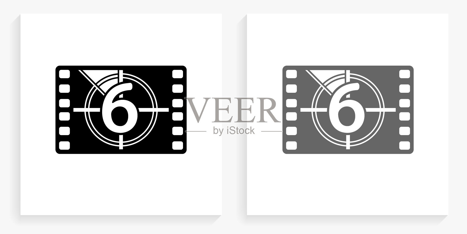 电影倒计时黑白方块图标插画图片素材