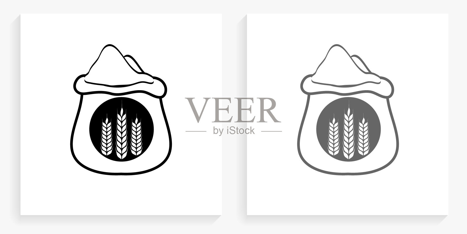 小麦袋黑白方形图标插画图片素材