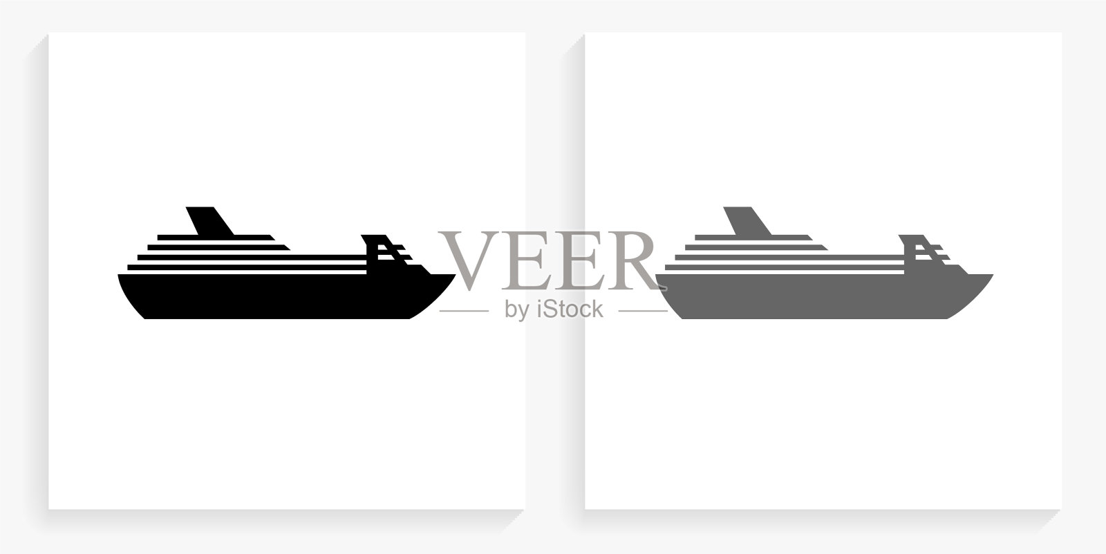 巡航船黑白方形图标插画图片素材