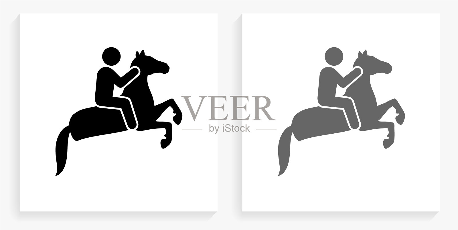 骑马黑白方形图标插画图片素材