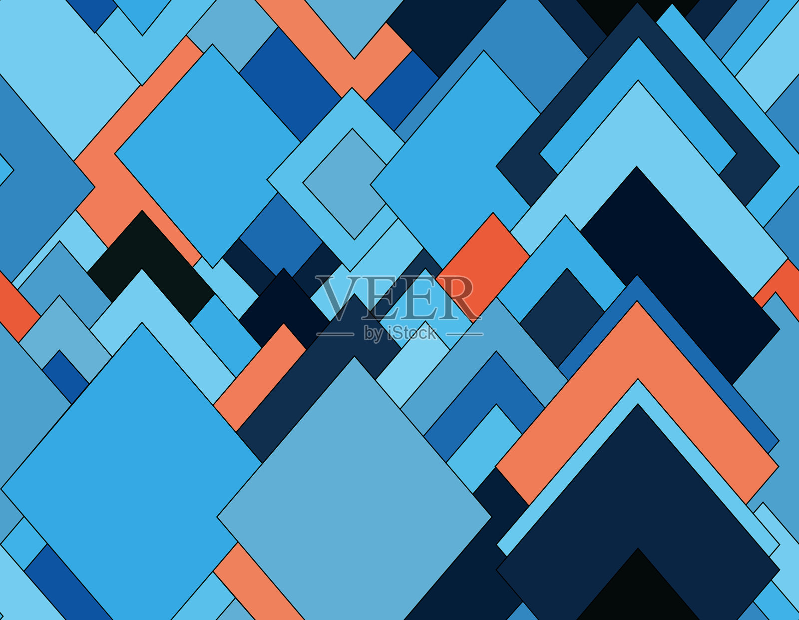 无缝蓝色菱形图案插画图片素材