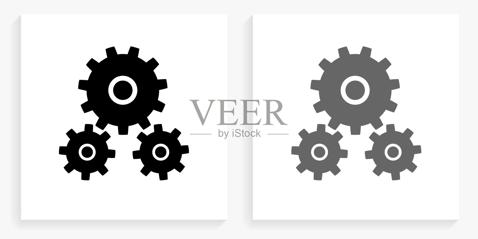 建筑齿轮黑白方形图标插画图片素材