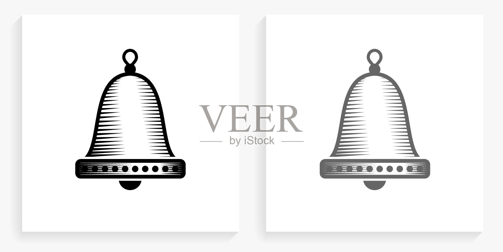 圣诞装饰黑白方形图标插画图片素材