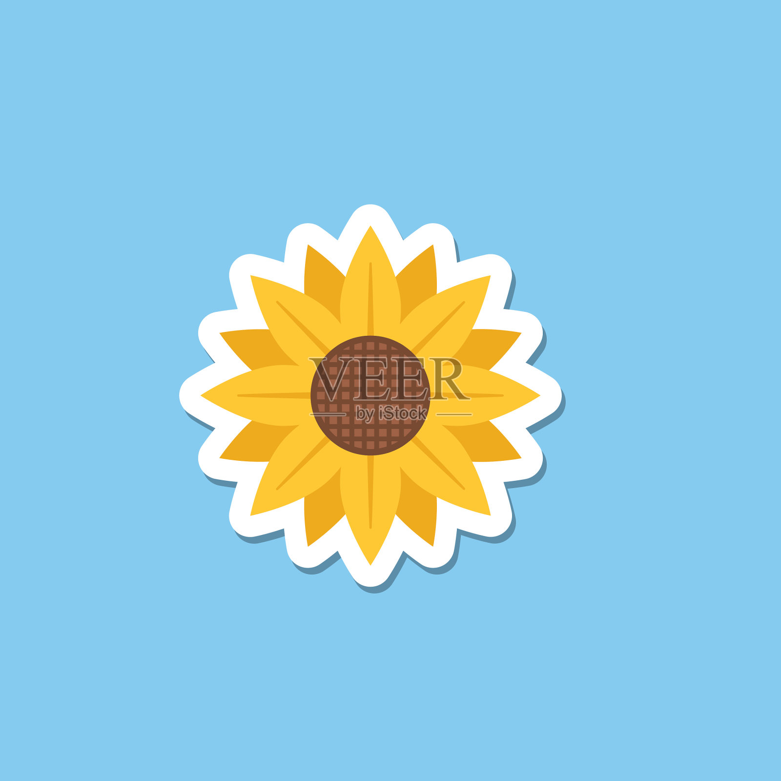 可爱的花图标在平面设计-向日葵插画图片素材