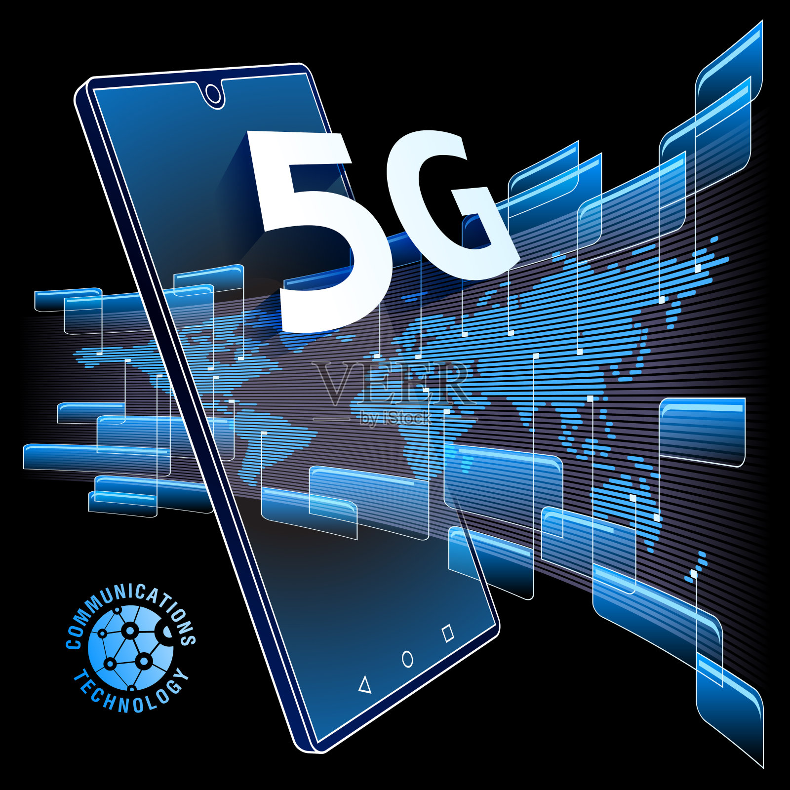 智能手机，通讯技术插画图片素材