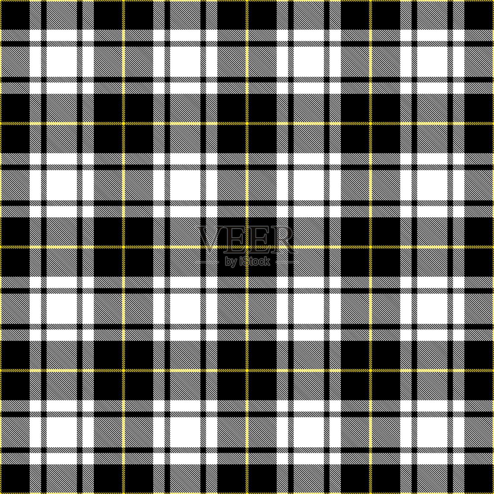 黑色和黄色苏格兰格子花格纺织图案插画图片素材