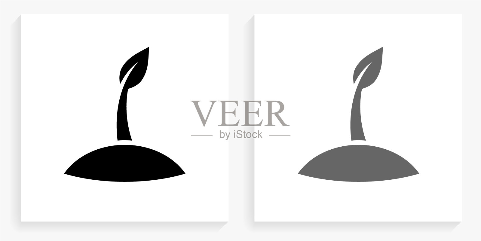 发芽植物黑白方形图标插画图片素材