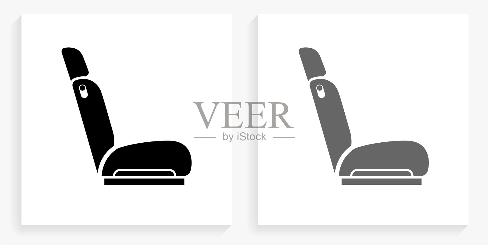 汽车座椅黑白方形图标插画图片素材