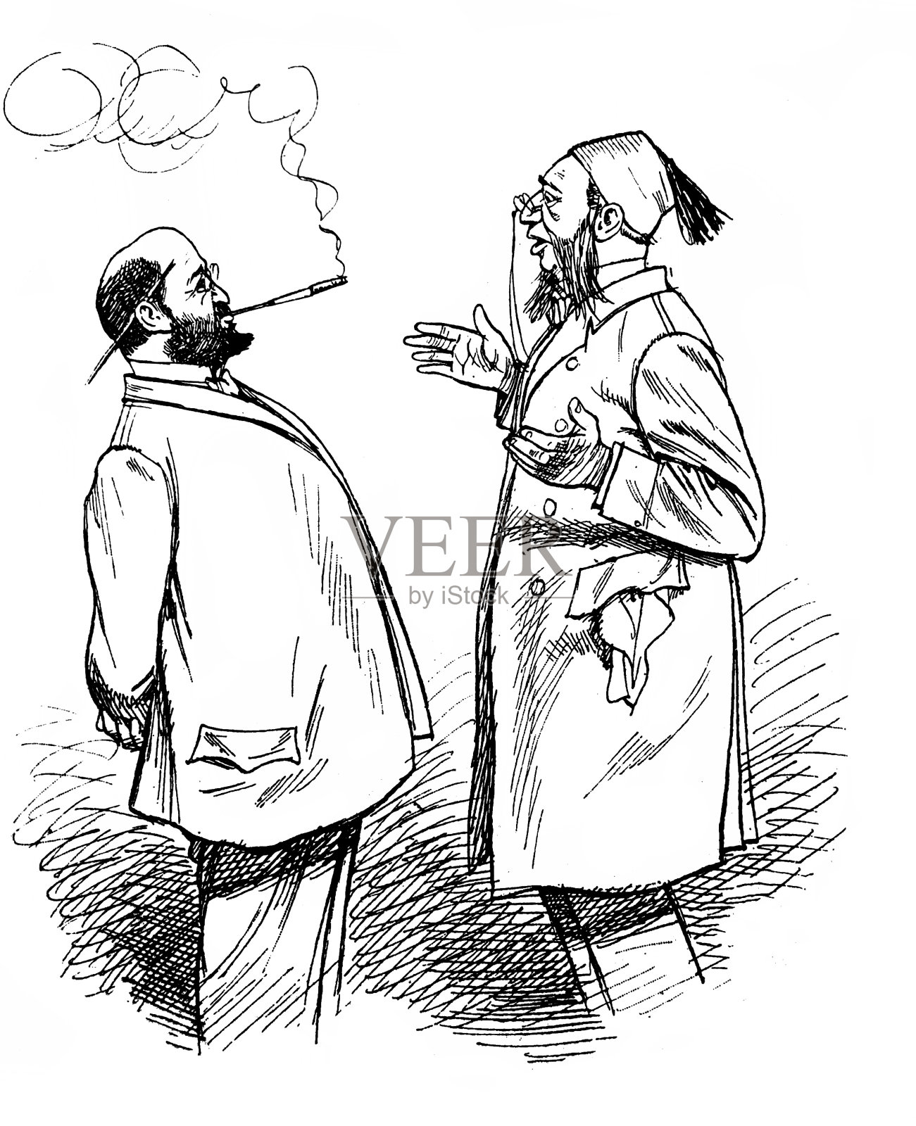 吸烟时间的热烈讨论插画图片素材