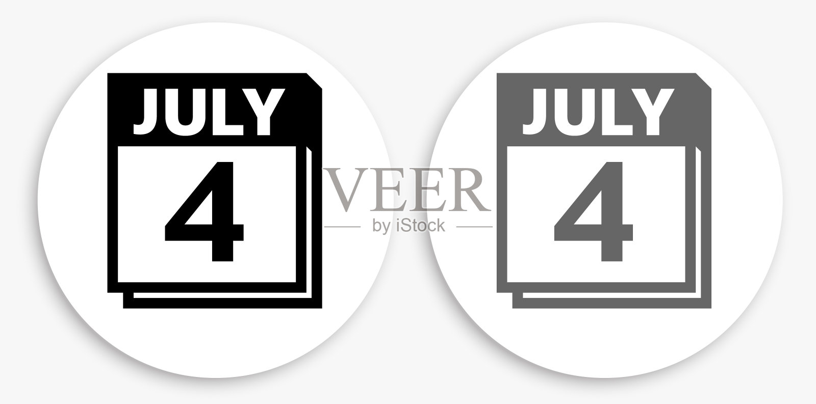 7月4日黑白圆形图标插画图片素材