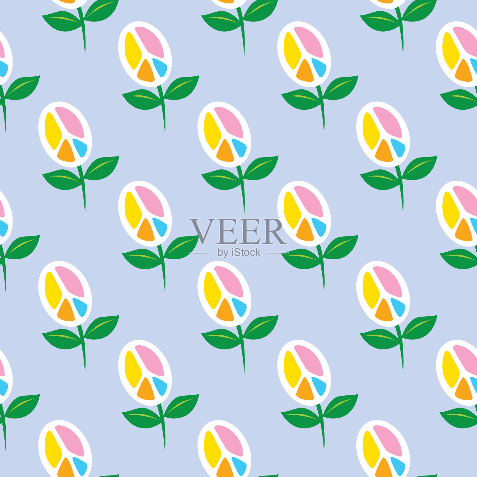 和平标志花无缝模式插画图片素材