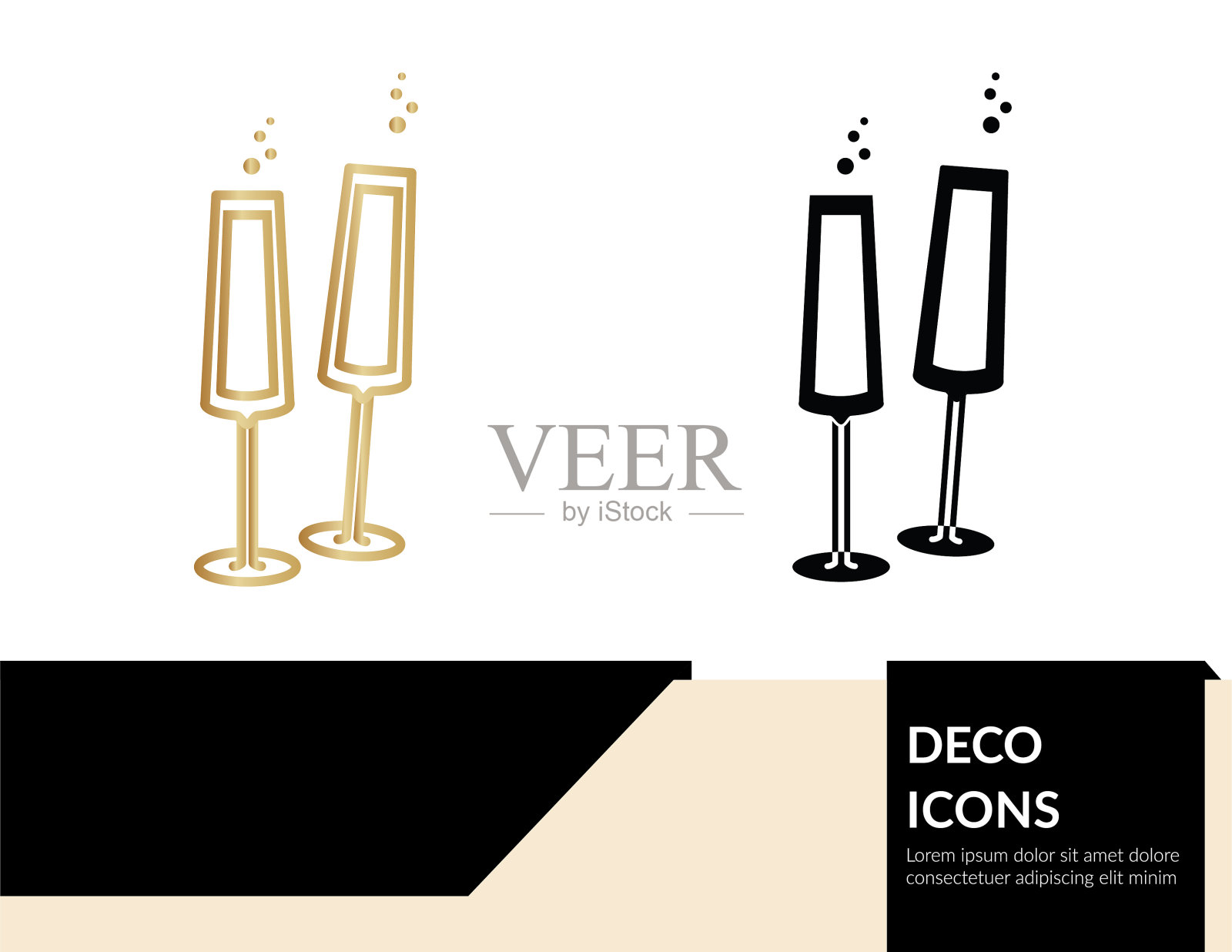 装饰图标横幅-香槟玻璃插画图片素材