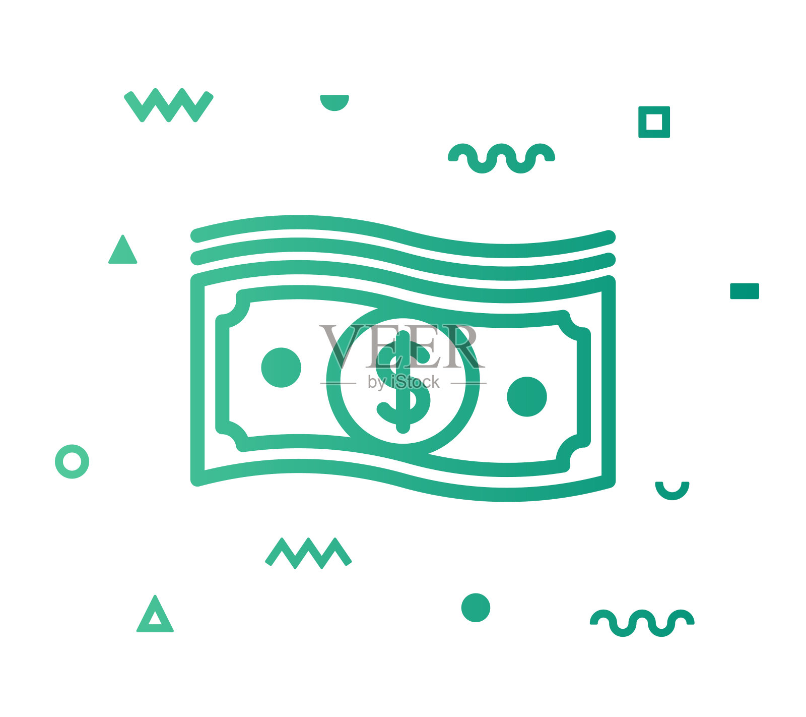 金钱线风格图标设计插画图片素材