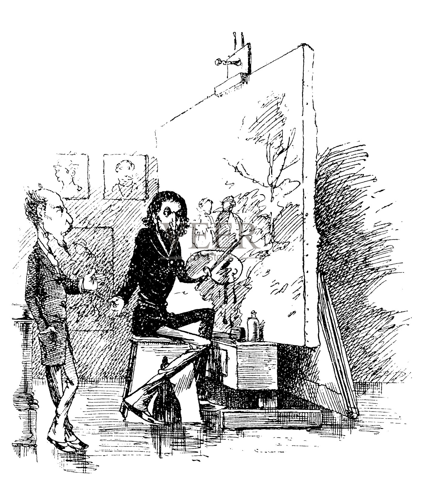 画家兼评论家插画图片素材