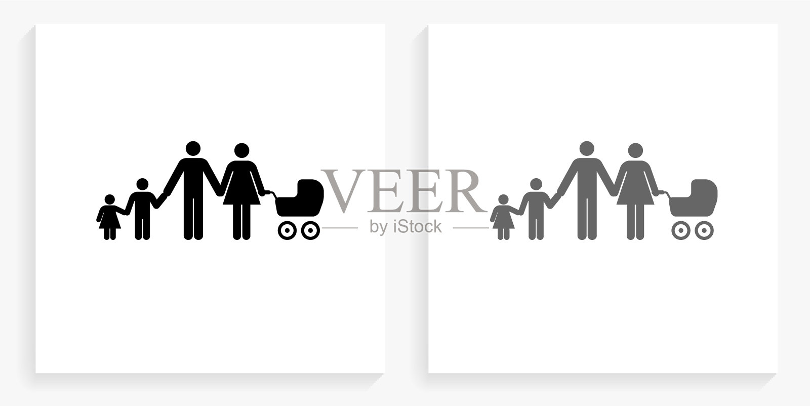 家庭黑白方形图标插画图片素材