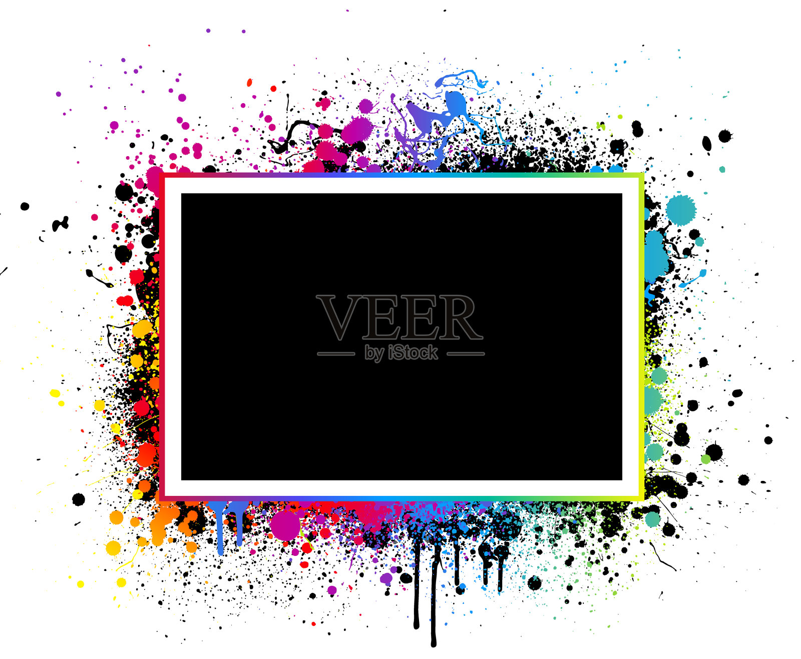 彩虹喷绘框架插画图片素材