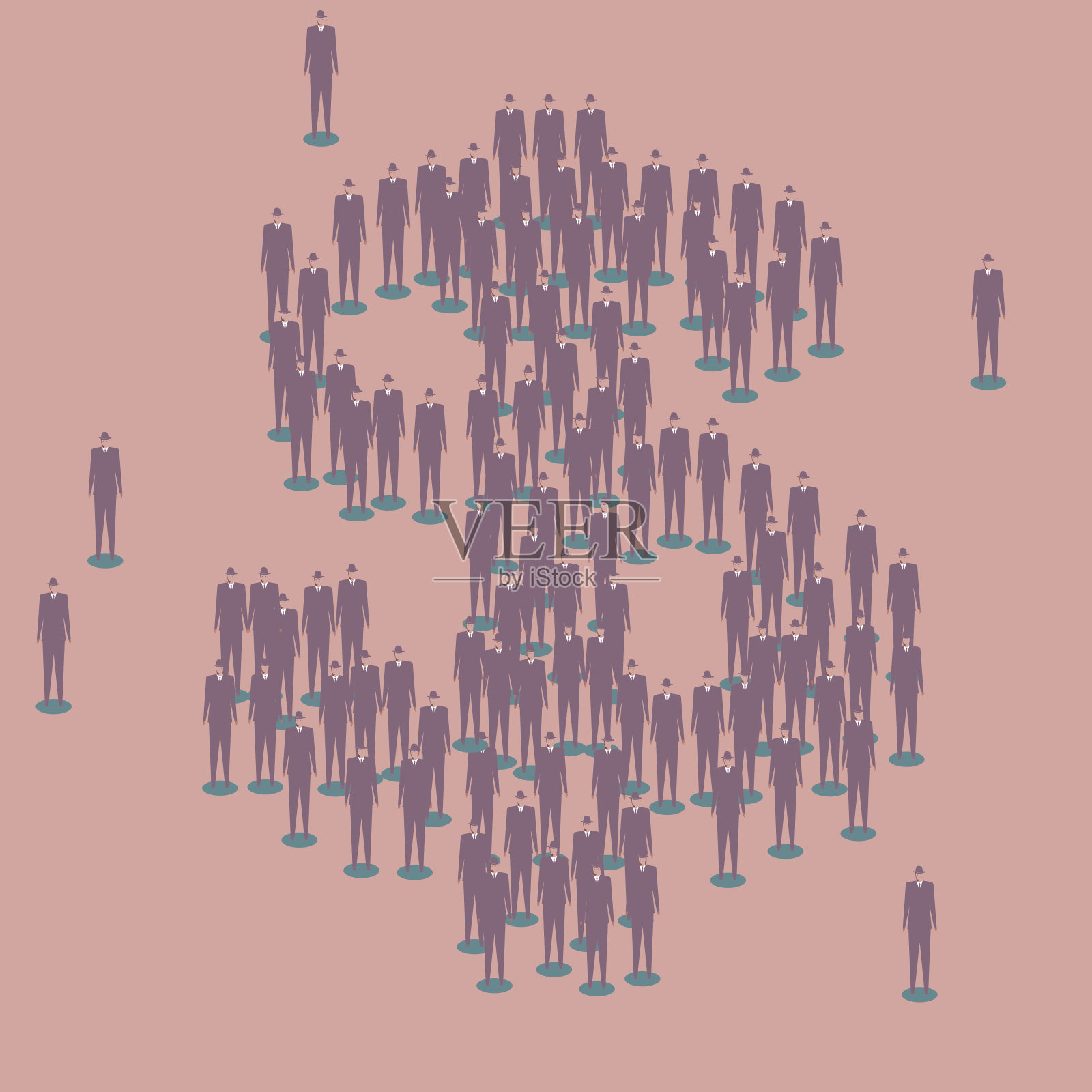 由一群人组成的美元符号插画图片素材