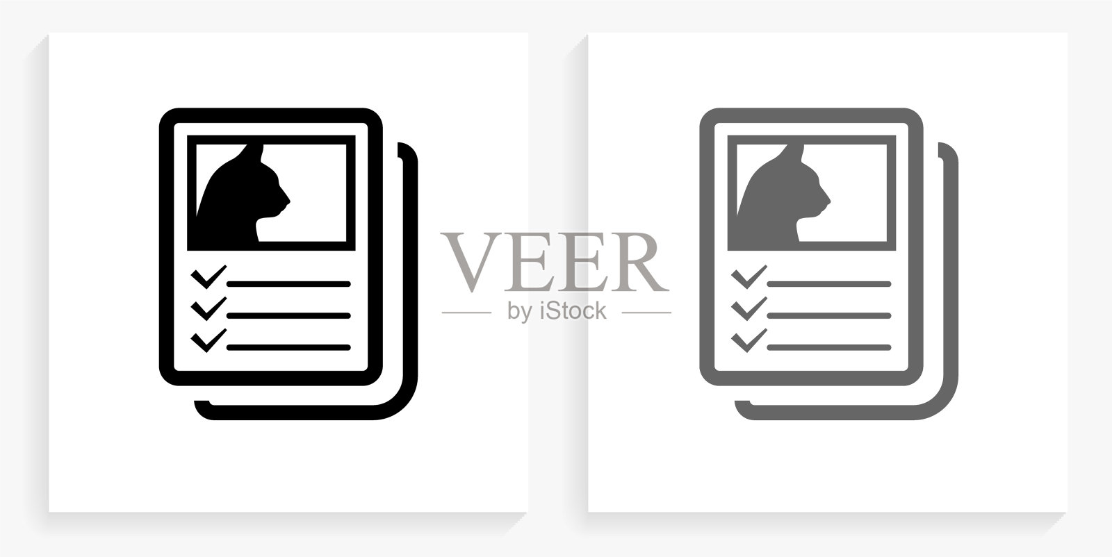 收养文件黑白方块图标插画图片素材