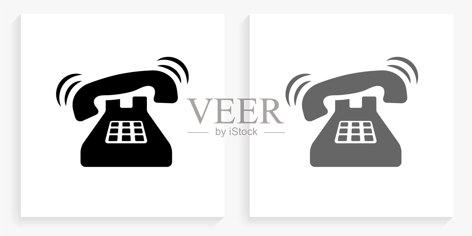 电话黑白方形图标插画图片素材