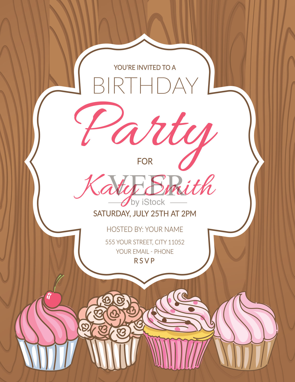 蛋糕派对邀请模板插画图片素材