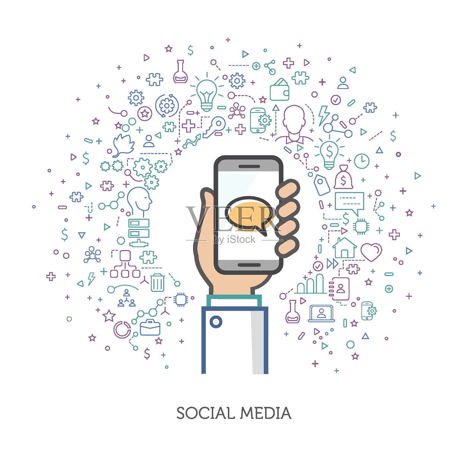 瘦手概念-社交媒体插画图片素材