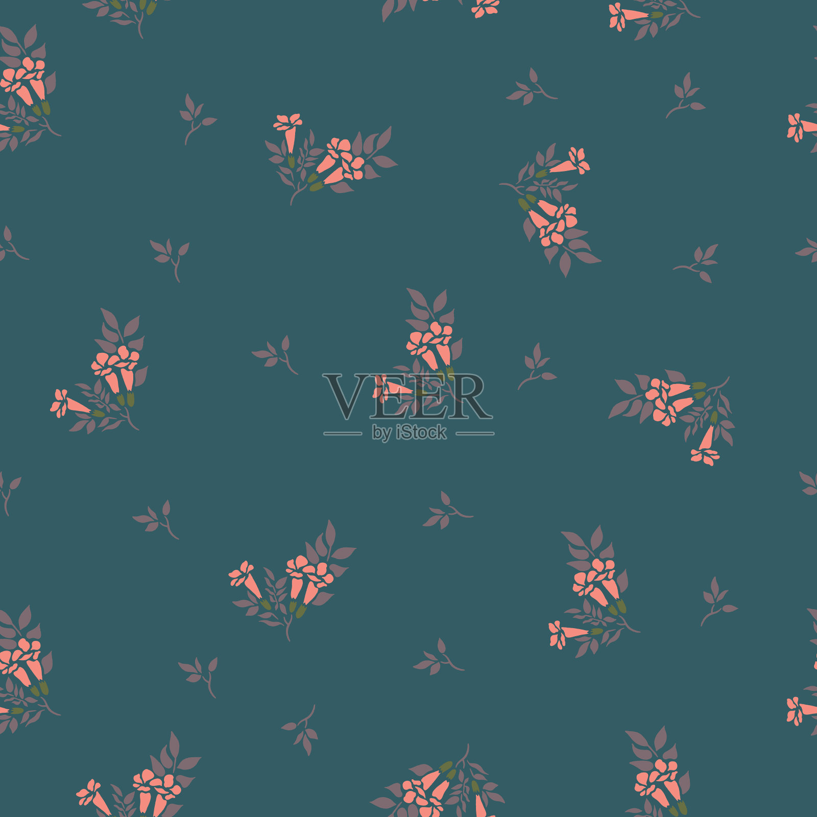 复古风格无缝花卉图案插画图片素材