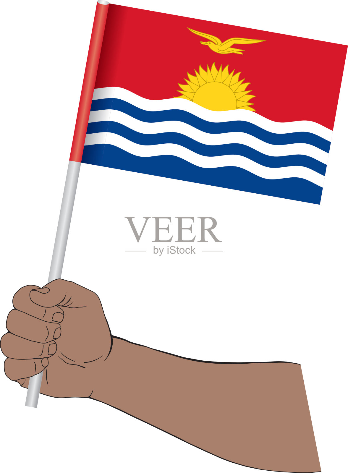 手握基里巴斯国旗插画图片素材