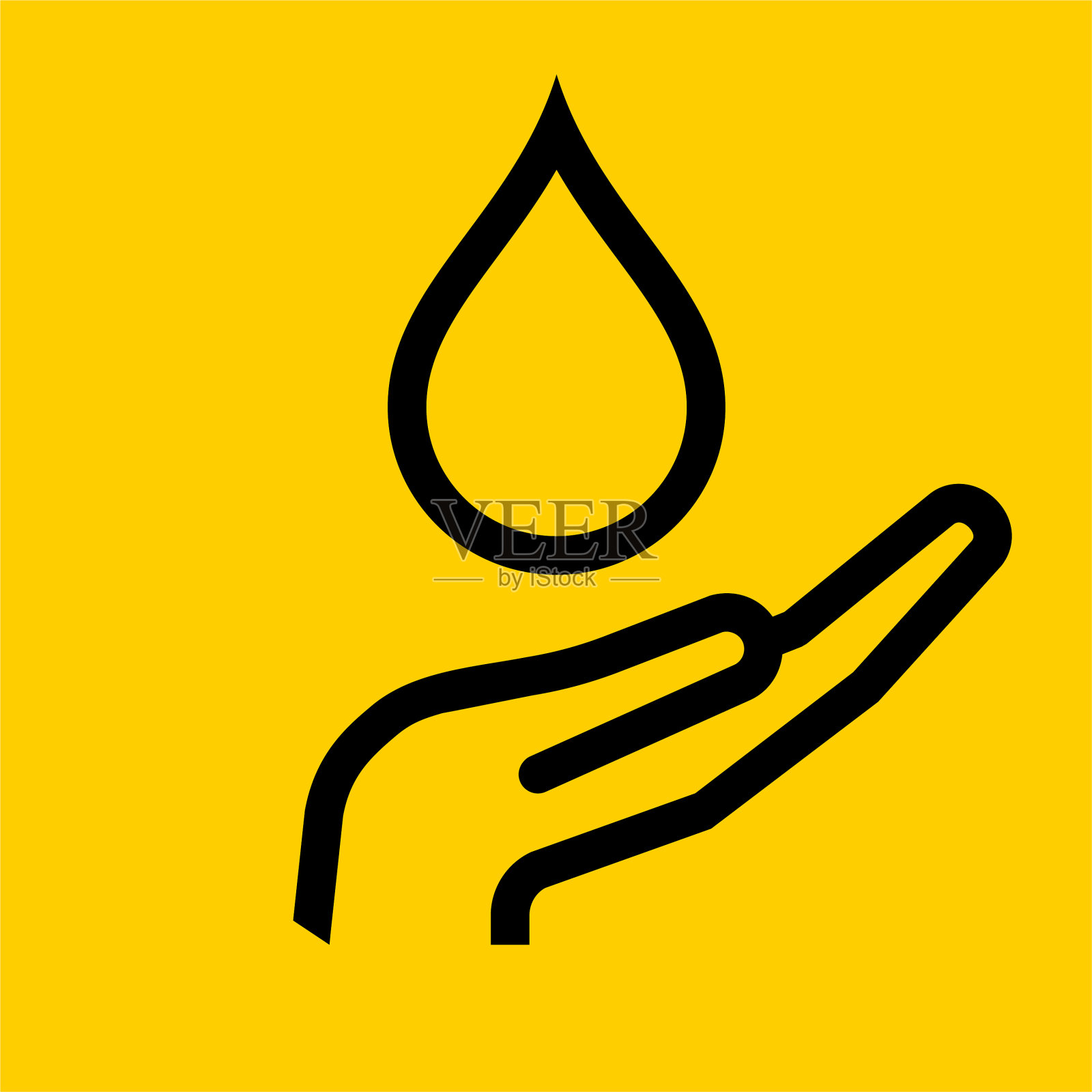 手握水滴插画图片素材