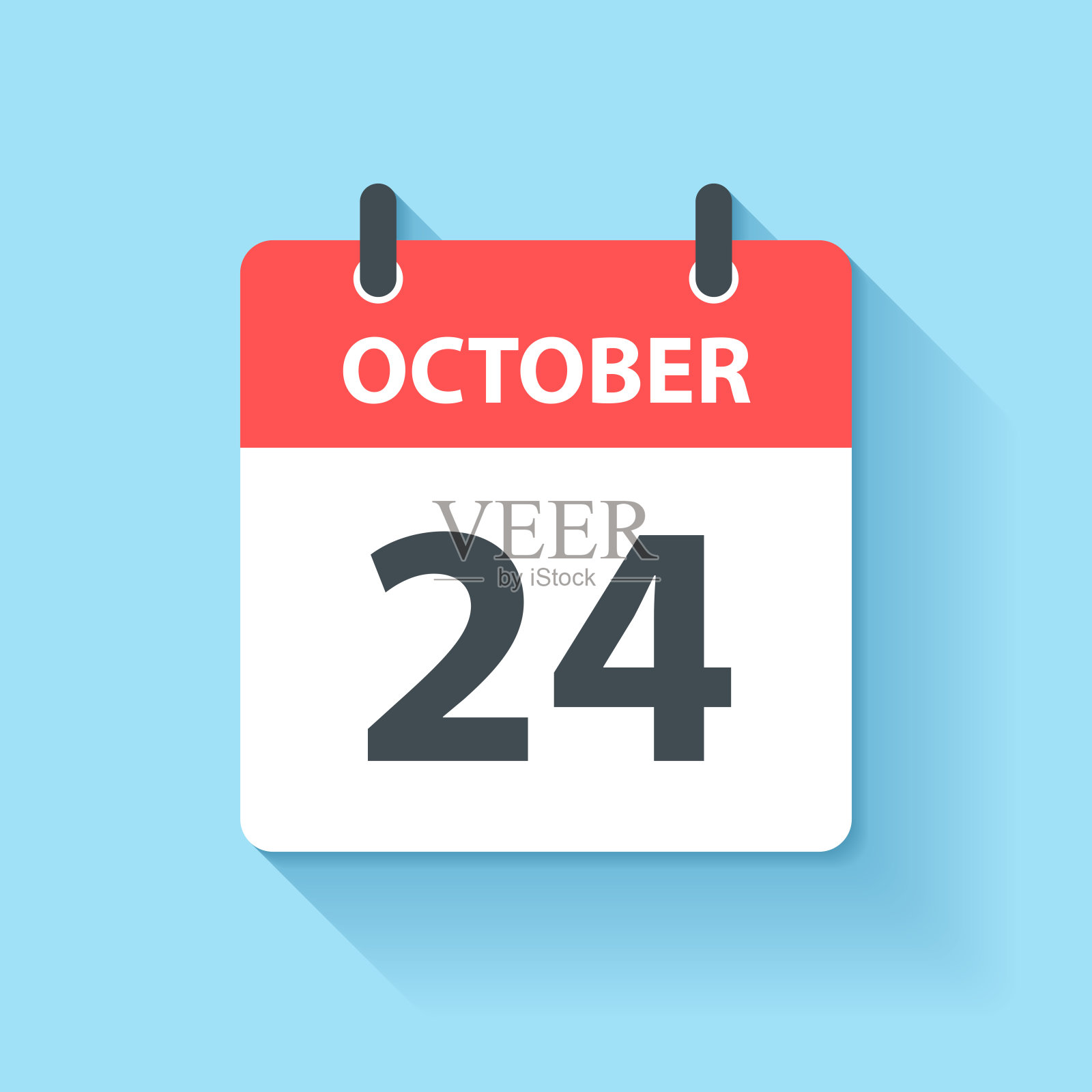 10月24日-平面设计风格的每日日历图标插画图片素材