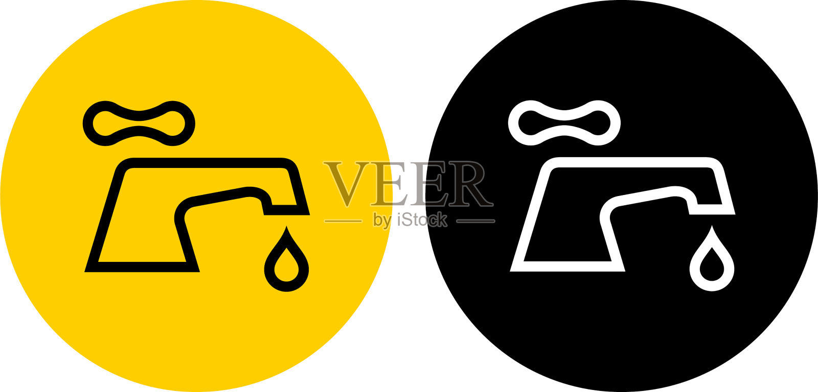 带有水滴的水龙头插画图片素材