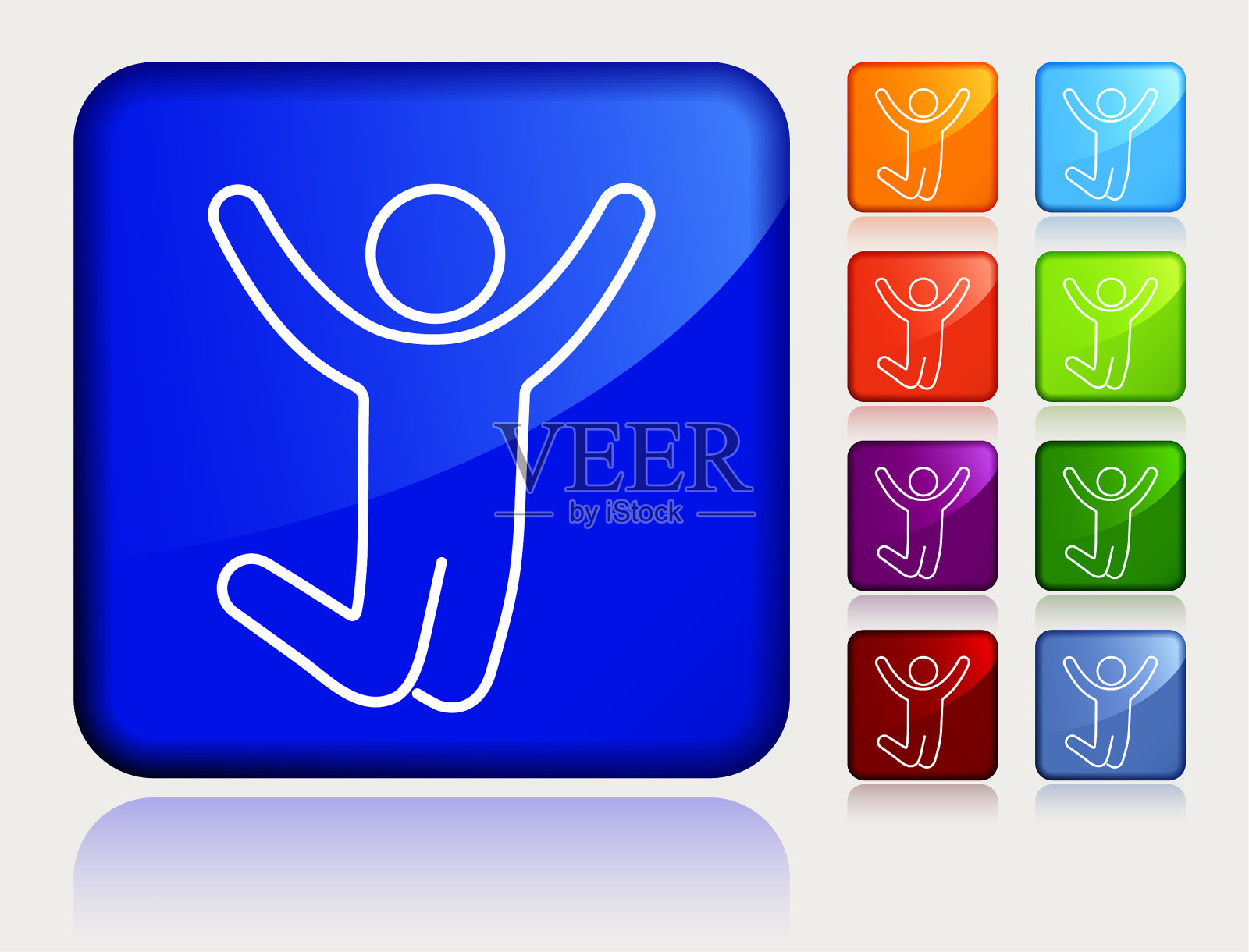 一个男人跳起来的图标插画图片素材