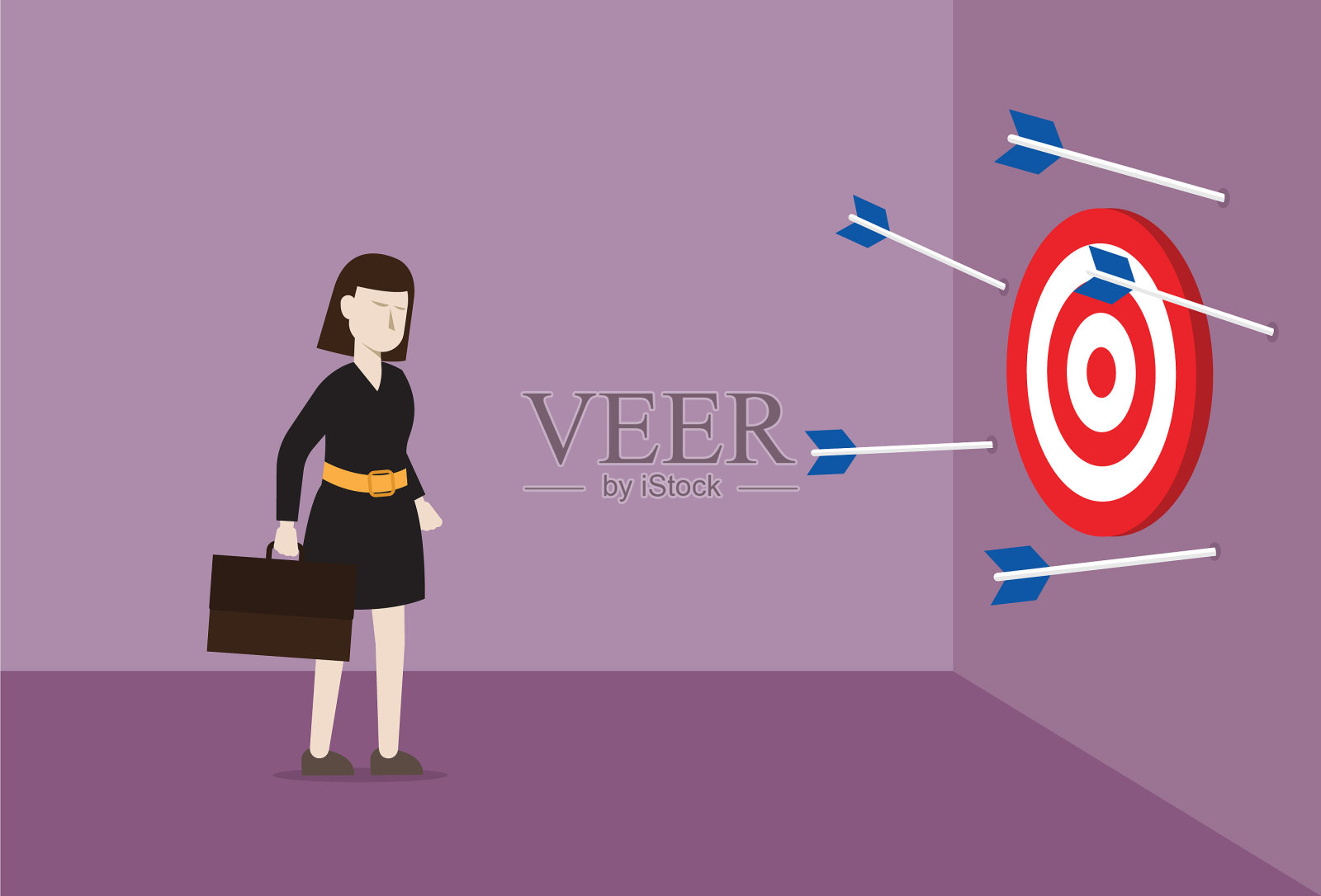 女商人错过了靶心插画图片素材