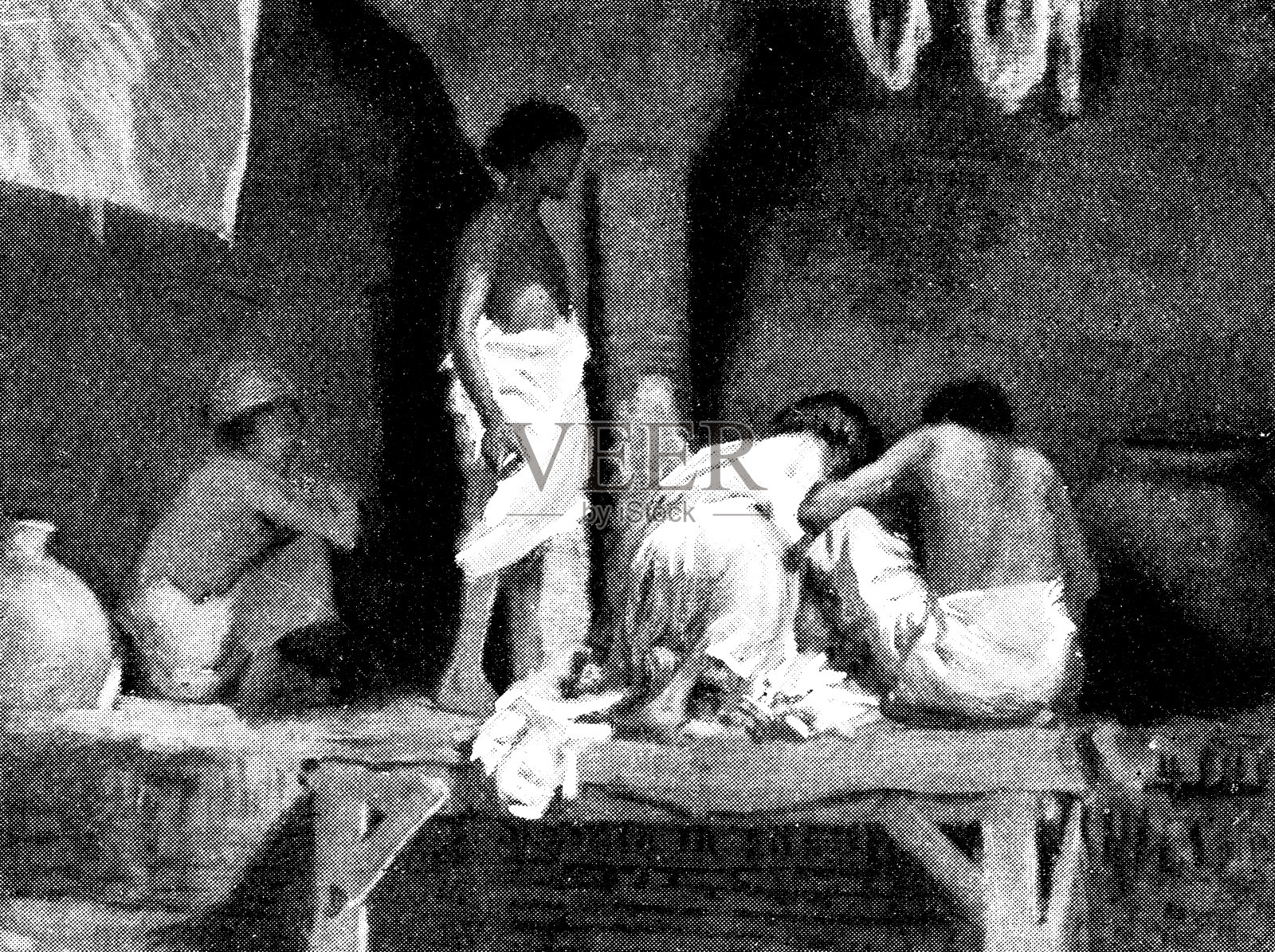 巴基斯坦拉合尔的代尔商店- 19世纪英国统治时期插画图片素材