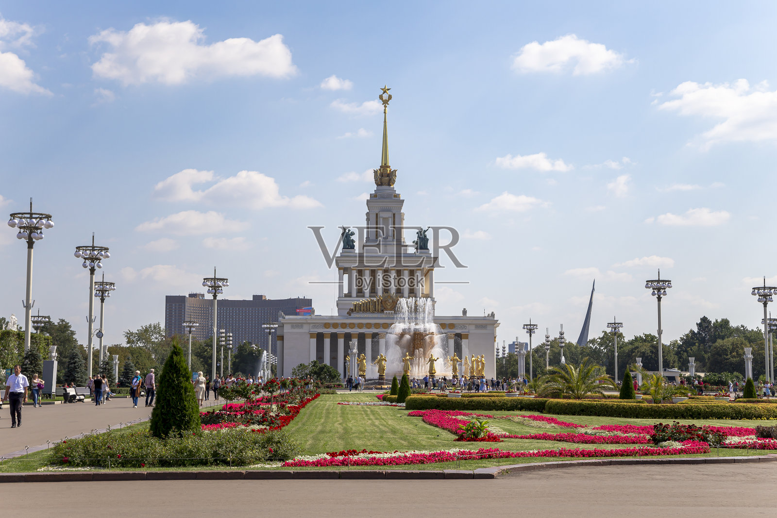 俄罗斯莫斯科VDNKh(全俄罗斯展览中心，也称为全俄罗斯展览中心)境内第1号中央馆。照片摄影图片