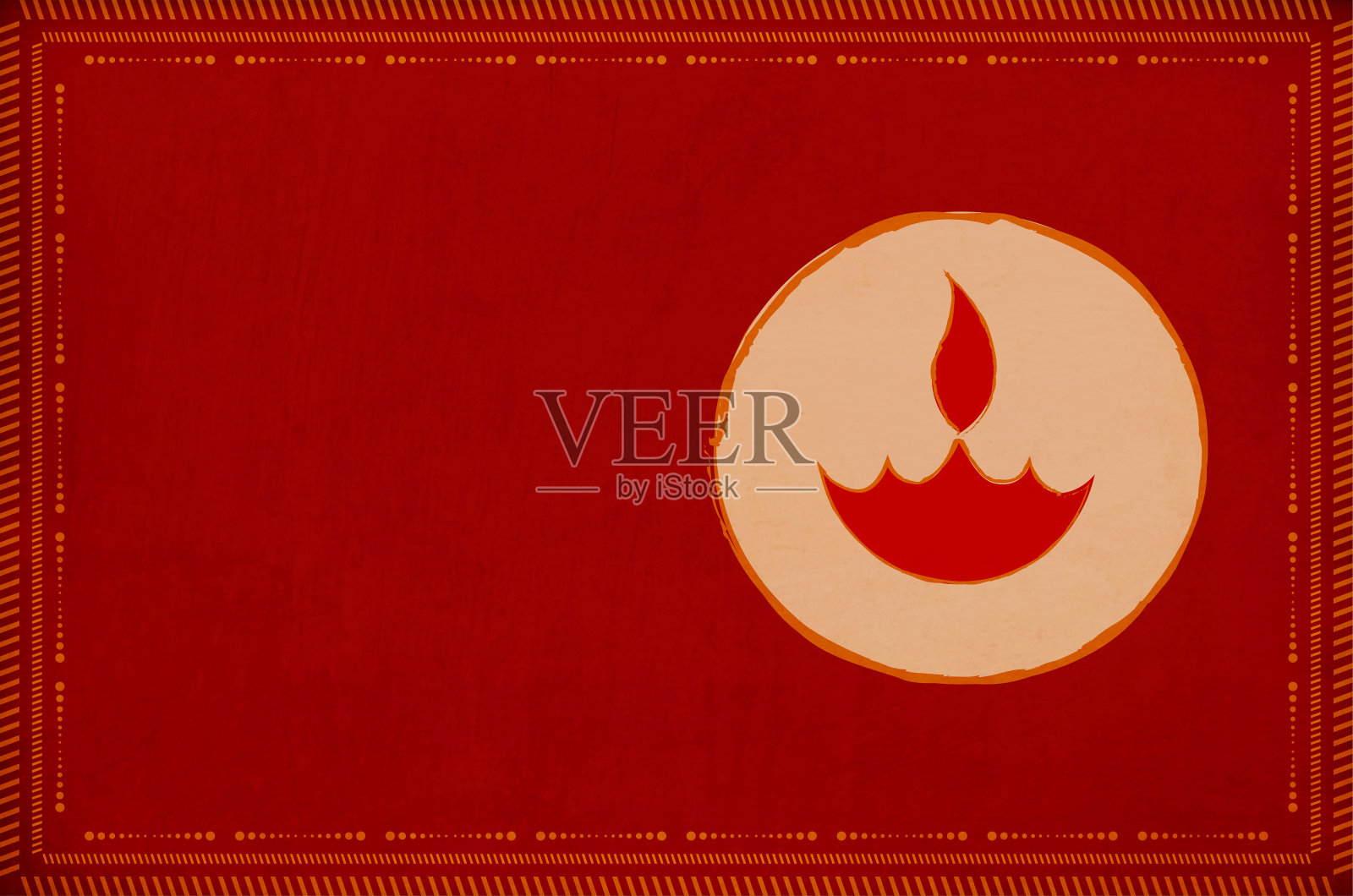 兰格利-深红色的栗色垃圾背景的排灯节问候与一个Diya在桃色聚光灯和点和小角度线的边界插画图片素材